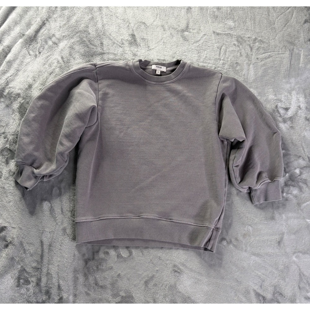 Agolde Gray Crewneck Sweatshirt Womens S Made USA Pullover Fleece ribbed trim